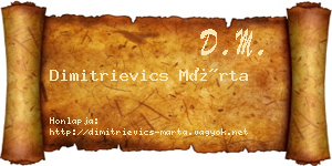 Dimitrievics Márta névjegykártya